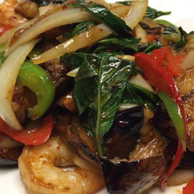 71. Shrimp Pad Eggplant.
